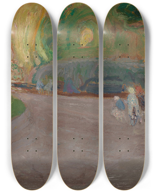 Triptych art skateboard deck of Gustave De Smet Vondelpark by Gustave De Smet (1877-1943)