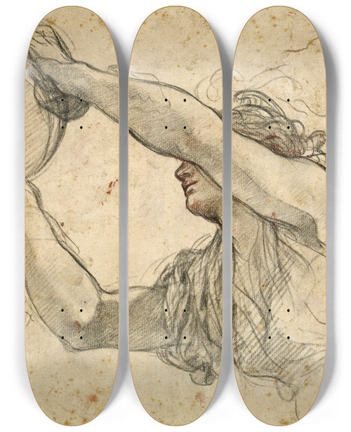 Triptych art skateboard deck of Pietro Da Cortona Woman Holding The Papal Tiara by Pietro da Cortona (1596-1669)