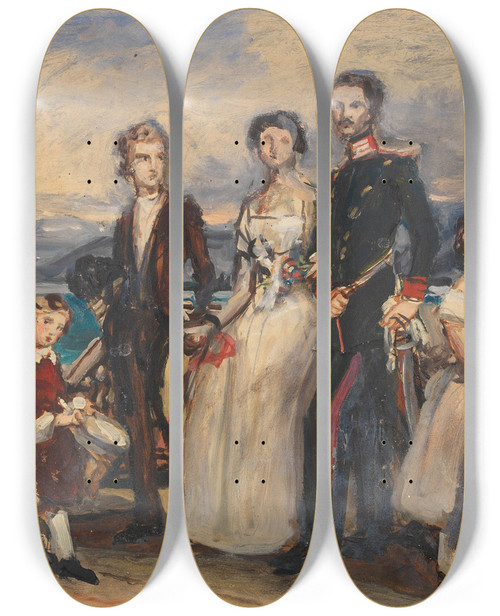 Triptych art skateboard deck of Joseph Karl Stieler Studie Zu Dem Gemlde Die Geschwister Der Kaiserin Elisabeth Von Sterreich by Joseph Karl Stieler (1781-1858)