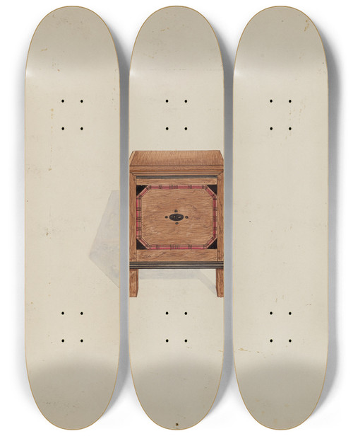 Triptych art skateboard deck of Martin Partyka Side View Of Blanket Chest by Martin Partyka