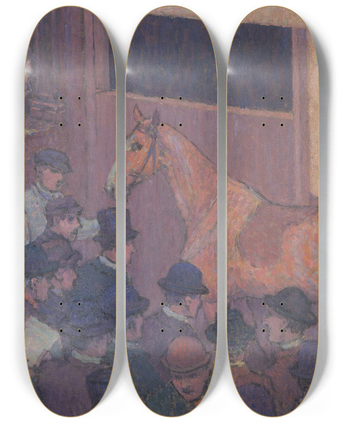 Triptych art skateboard deck of Robert Polhill Bevan Quiet With All Road Nuisances_1 by Robert Polhill Bevan (1865-1925)