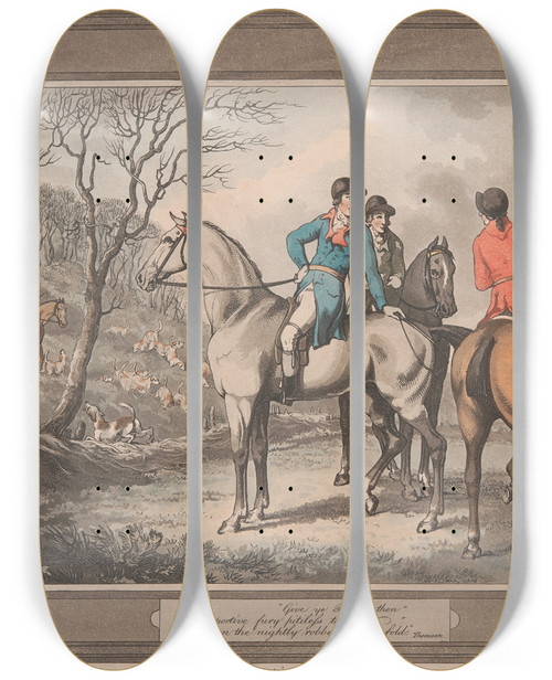 Triptych art skateboard deck of Samuel Howitt Grow Ye Britons Then by Samuel Howitt (1756-1822)