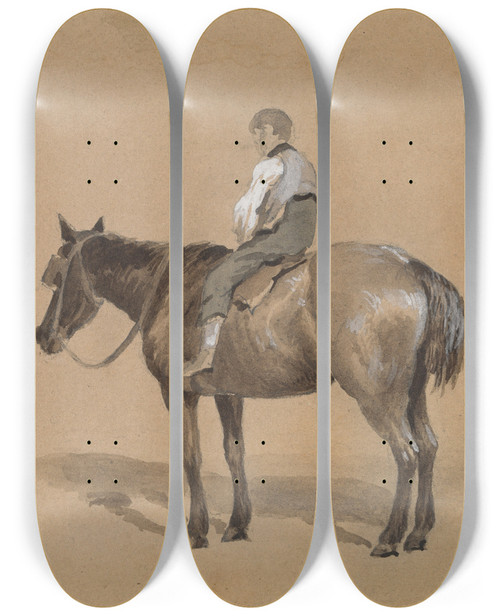Triptych art skateboard deck of Arthur James Stark Stable Boy On A Pony by Arthur James Stark
