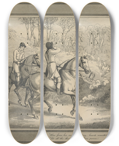 Triptych art skateboard deck of Samuel Howitt Him From His Craggy Winding Haunts Unearthd_1 by Samuel Howitt (1756-1822)