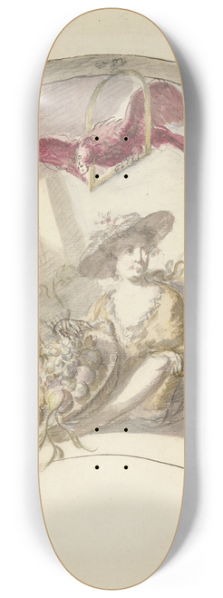 Elias van Nijmegen - Vrouw met vruchtenmand, een eekhoorn en papegaai 8.25 inch art skate deck