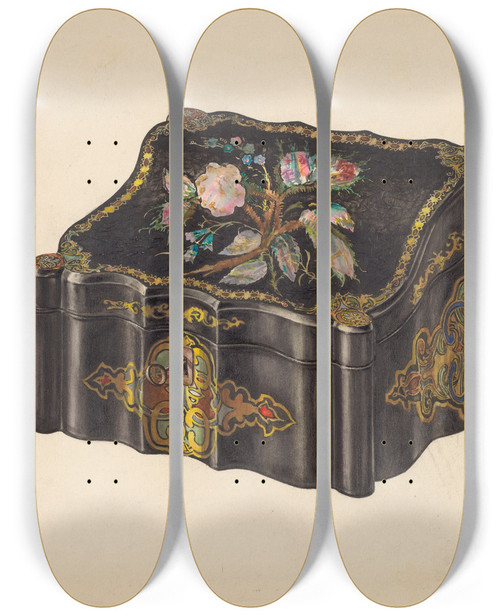 Triptych art skateboard deck of Francis Law Durand Game Box For Poker Chips_2 by Francis Law Durand (1935)