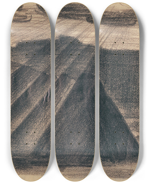 Triptych art skateboard deck of Karl Wiener Sonnenstrahlen by Karl Wiener (1901-1949)