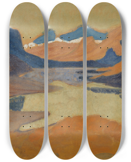 Triptych art skateboard deck of Helmer Osslund On The Way To Stora Sjfallet by Helmer Osslund (1866-1938)