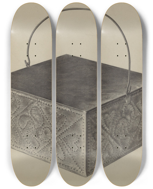 Triptych art skateboard deck of Amelia Tuccio Pa German Foot Warmer by Amelia Tuccio (20-)