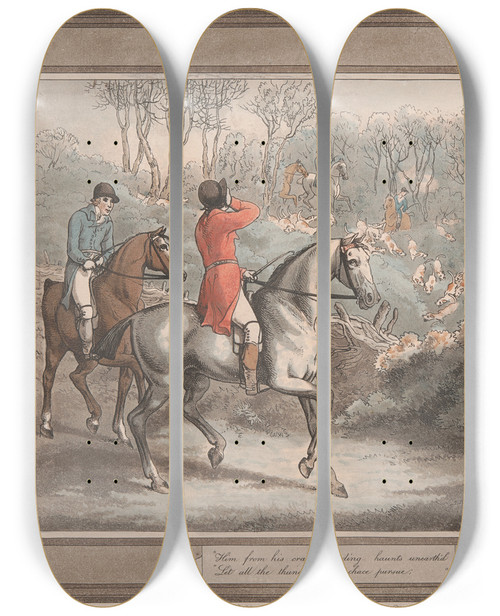 Triptych art skateboard deck of Samuel Howitt Him From His Craggy Winding Haunts Unearthd_2 by Samuel Howitt (1756-1822)