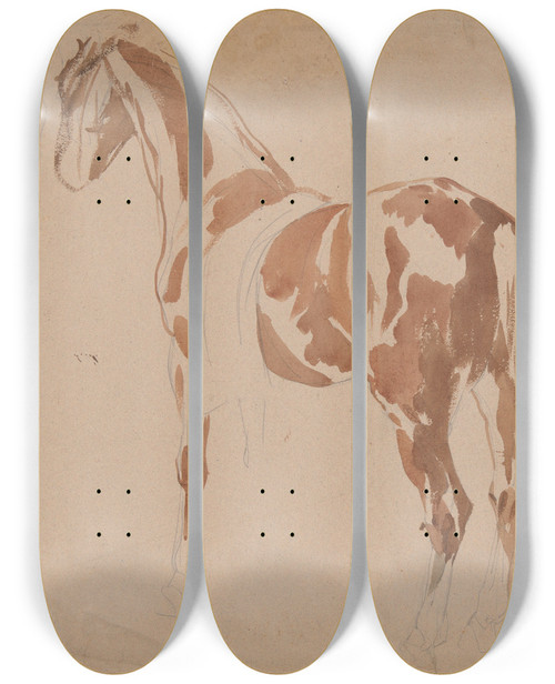 Triptych art skateboard deck of Piotr Michaowski Studium Konia I Jego Zadu by Piotr Michalowski (1800-1855)