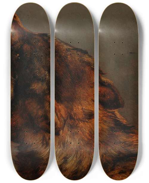 Triptych art skateboard deck of Jacquesraymond Brascassat Tte De Loup by Jacques Raymond Brascassat (1804-1867)