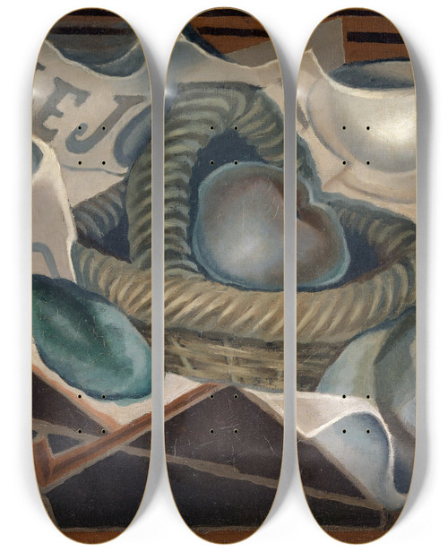 Triptych art skateboard deck of Juan Gris The Basket by Juan Gris (1887-1927)