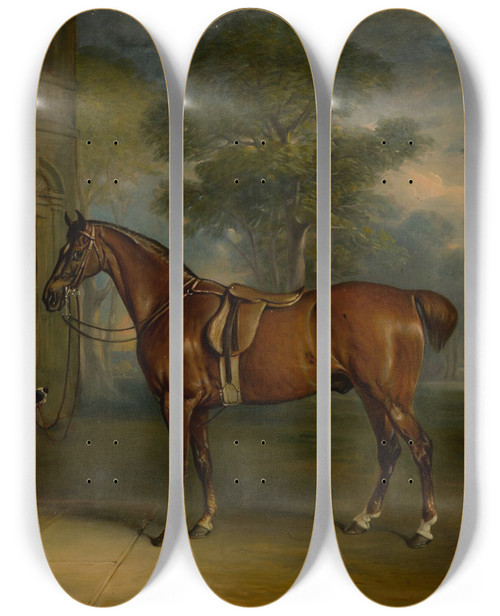 Triptych art skateboard deck of John Ferneley Jr Outside Allington Hall by John Ferneley Jr