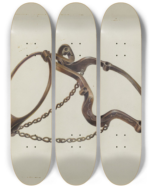Triptych art skateboard deck of Gerald Transpota Bit_2 by Gerald Transpota (1898-1971)