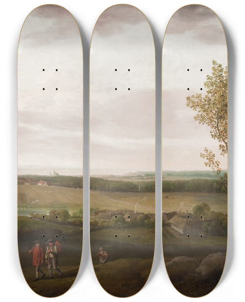 Triptych art skateboard deck of Jens Juel View Of The Country Near Jgerspris by Jens Juel (1745-1802)