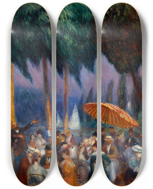 Triptych art skateboard deck of William James Glackens Sunday On The Marne by William James Glackens (1870-1938)