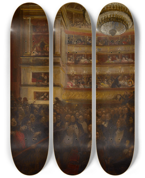 Triptych art skateboard deck of Albert Besnard La Premire Dhernani Avant La Bataille by Albert Besnard (1849-1934)