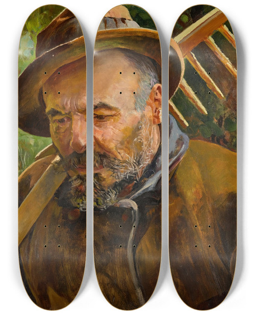 Triptych art skateboard deck of Jacek Malczewski Returning From The Fields by Jacek Malczewski (1854-1929)