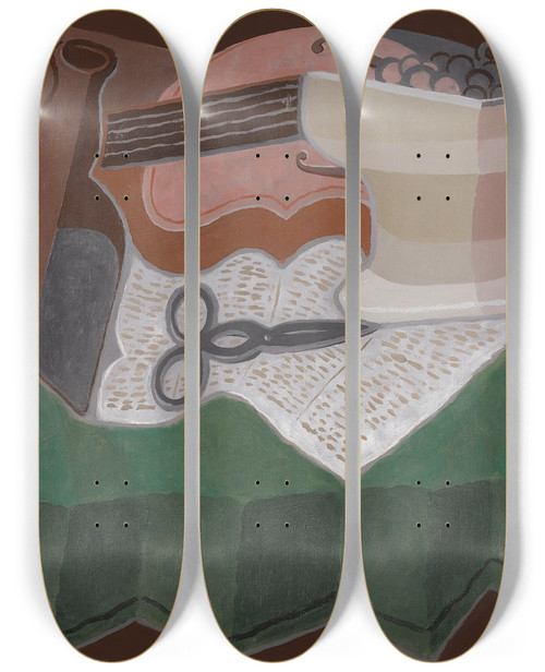 Triptych art skateboard deck of Juan Gris Les Ciseaux by Juan Gris (1887-1927)