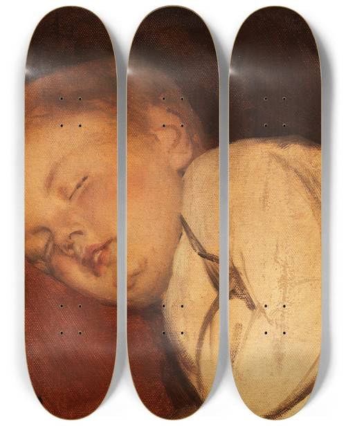 Triptych art skateboard deck of Franz Von Defregger Robert by Franz Von Defregger (1835-1921)