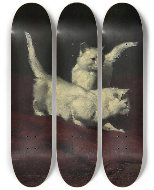 Triptych art skateboard deck of Arthur Heyer Ktzchen Beobachten Einen Kfer by Arthur Heyer (1872-1931)