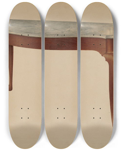 Triptych art skateboard deck of Isidore Sovensky Sideboard Table by Isidore Sovensky