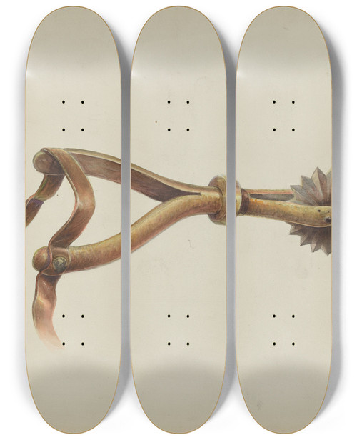 Triptych art skateboard deck of Gerald Transpota Spur_4 by Gerald Transpota (1898-1971)