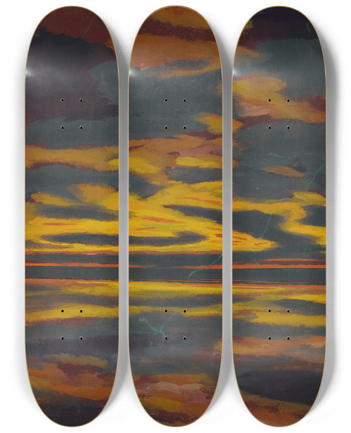 Triptych art skateboard deck of Lon Spilliaert Leclair Vert Sur La Mer by Leon Spilliaert (1881-1946)