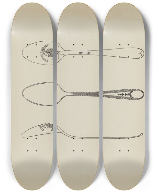 Triptych art skateboard deck of Kalamian Walton Silver Teaspoon_2 by Kalamian Walton