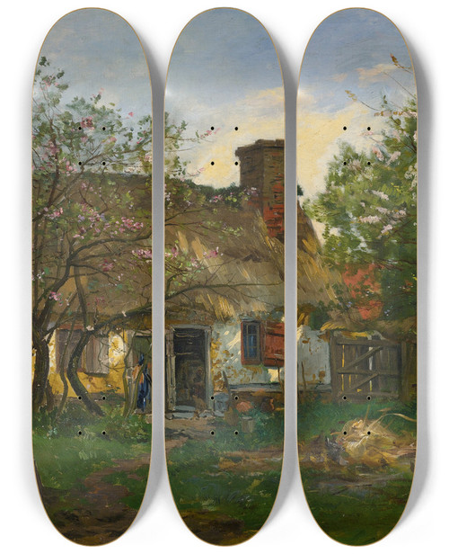 Triptych art skateboard deck of Hippolyte Camille Delpy La Chaumiere Berneval by Hippolyte Camille Delpy (1842-1910) Triptych art skateboard deck of Hippolyte Camille Delpy La Chaumiere Berneval by Hippolyte Camille Delpy (1842-1910)