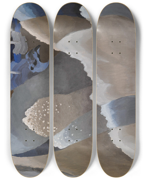 Triptych art skateboard deck of Arthur Dove Reaching Waves by Arthur Dove (1880-1946)