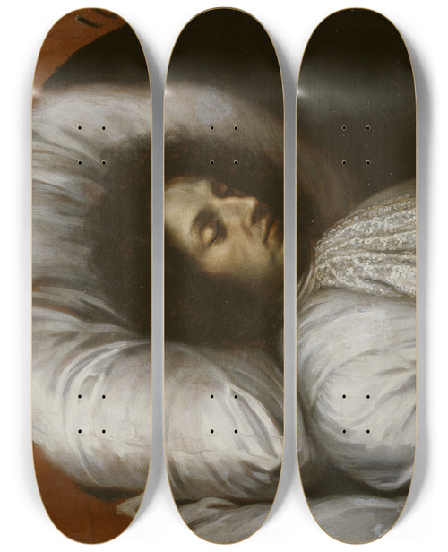 Triptych art skateboard deck of David Klcker Ehrenstrahl Karl Xi On His Deathbed by David Klocker Ehrenstrahl (1628-1698)