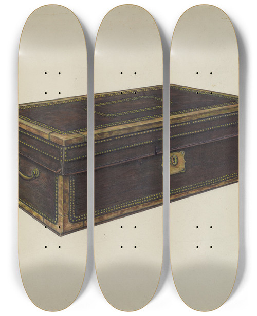 Triptych art skateboard deck of Al Curry Early American Chest by Al Curry (20-)