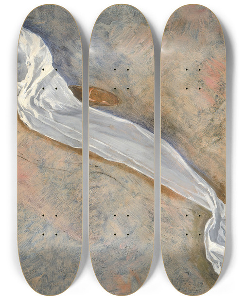 Triptych art skateboard deck of Kenyon Cox Study For Drapery Of Pursuit Of Theideal by Kenyon Cox (1856-1919)