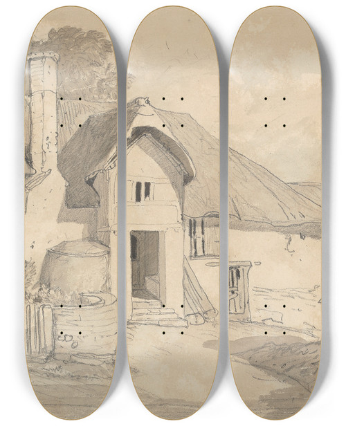 Triptych art skateboard deck of Rev James Bulwer One From A Volume Of Drawings And Prints_24 by Rev James Bulwer (1794-1879)