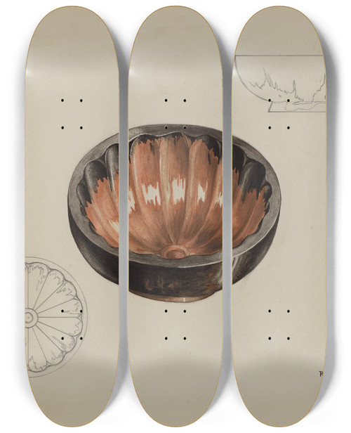 Triptych art skateboard deck of Robert Stewart Pa German Gelatin Mold by Robert Stewart (20-)