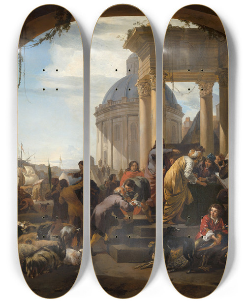 Triptych art skateboard deck of Nicolaes Pietersz Berchem The Calling Of St Matthew by Nicolaes Pietersz Berchem (1620-1683)