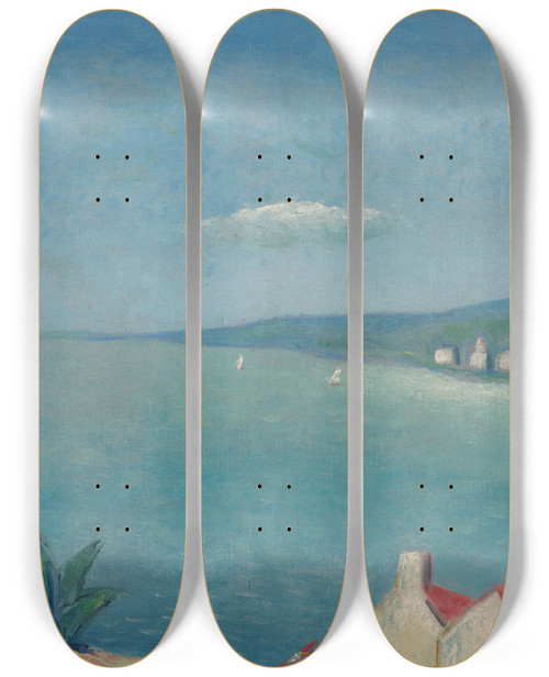 Triptych art skateboard deck of Mikul Galanda The Adriatic by Mikulas Galanda (1895-1938)