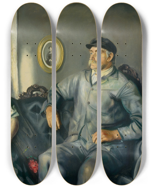 Triptych art skateboard deck of George Wesley Bellows Mr And Mrs Phillip Wase by George Wesley Bellows (1882-1925)
