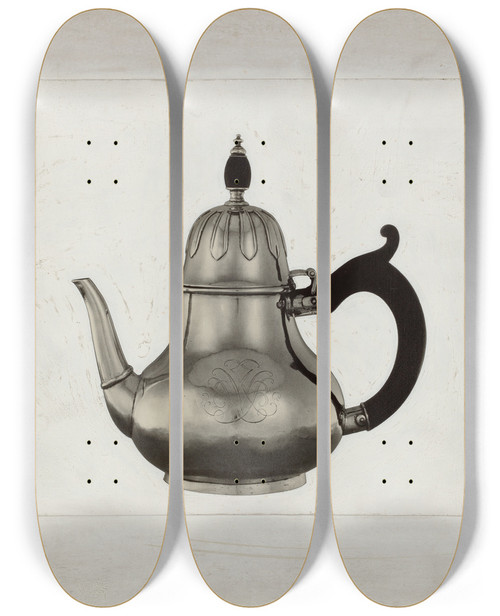 Triptych art skateboard deck of American 20Th Century Teapot_3 by American 20Th Century