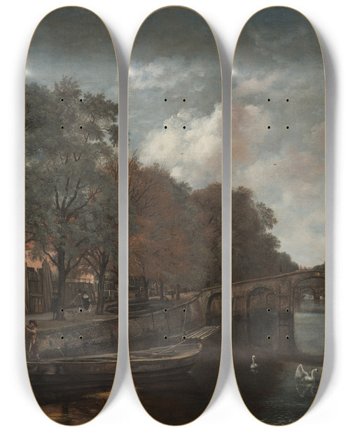 Triptych art skateboard deck of Jan Wijnants Herengracht Amsterdam by Jan Wijnants (1632-1684)