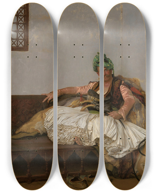 Triptych art skateboard deck of Jeanlon Grme A Bashibazouk Chieftan by Jean-Lon Grme (1824-1904)