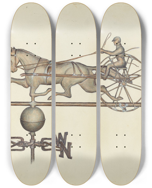 Triptych art skateboard deck of Samuel W Ford Weather Vane by Samuel W Ford