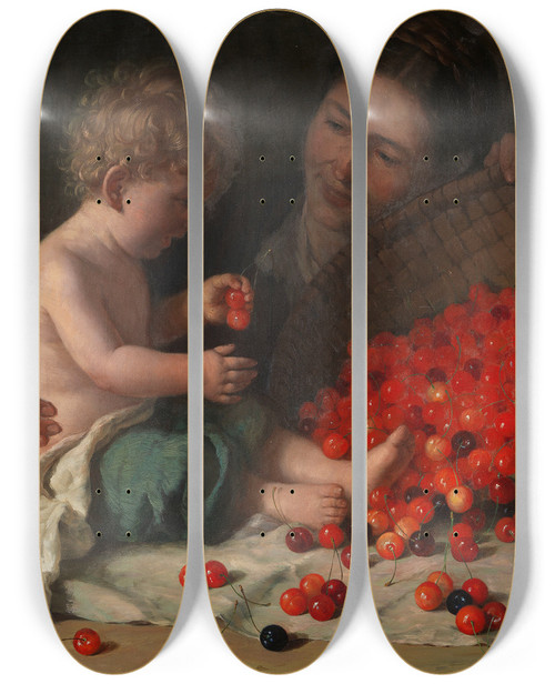 Triptych art skateboard deck of Aloys Eckardt Sommerglck by Aloys Eckardt (1845-1906)