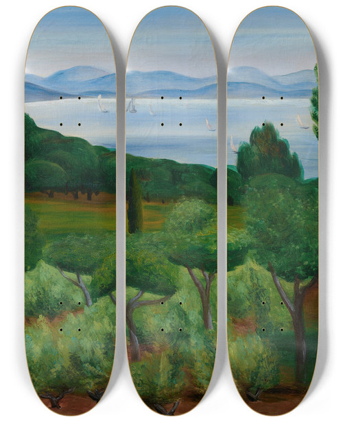 Triptych art skateboard deck of Mose Kisling Baie De Sainttropez by Moise Kisling (1891-1953)