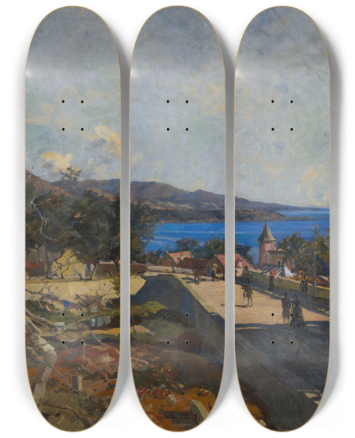 Triptych art skateboard deck of Edward Darley Boit Monte Carlo by Edward Darley Boit (1840-1915)