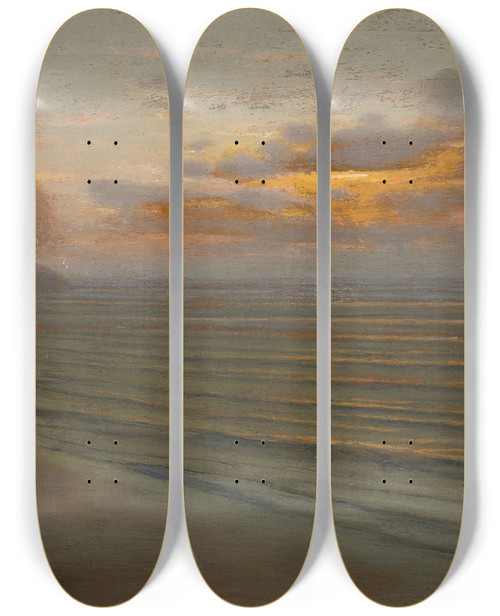Triptych art skateboard deck of Thomas Alexander Harrison Effets De Lumire Sur La Mer by Thomas Alexander Harrison
