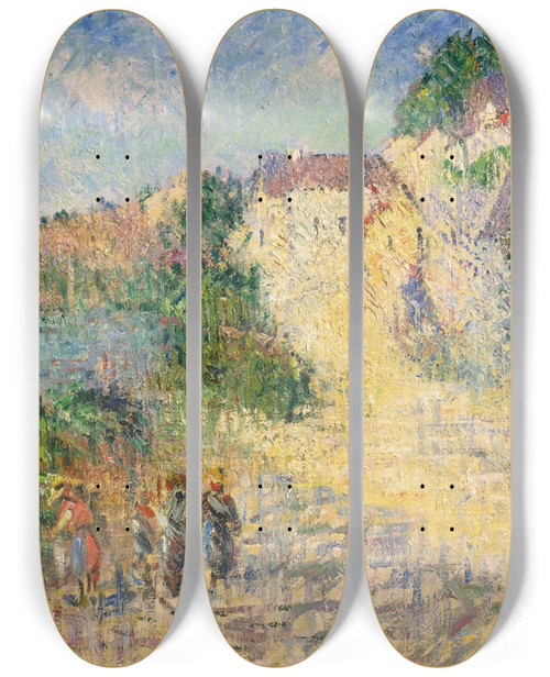 Triptych art skateboard deck of Gustave Loiseau Paysage De Dordogne by Gustave Loiseau (1865-1935)