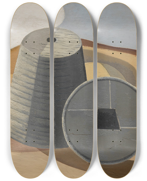 Triptych art skateboard deck of Paul Nash Mineral Objects by Paul Nash (1889-1946)